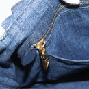 PRADA Canapa M Hand Bag Denim 2way Blue Gold Auth 194845V-22