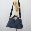 PRADA Canapa M Hand Bag Denim 2way Blue Gold Auth 194845V-27