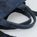 PRADA Canapa M Hand Bag Denim 2way Blue Gold Auth 194845V-7