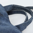 PRADA Canapa M Hand Bag Denim 2way Blue Gold Auth 194845V-8