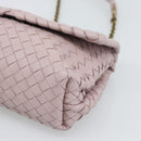 BOTTEGA VENETA INTRECCIATO Chain Shoulder Bag Leather Pink Gold Auth 194846V-9