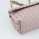 BOTTEGA VENETA INTRECCIATO Chain Shoulder Bag Leather Pink Gold Auth 194846V-14