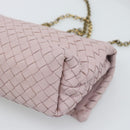 BOTTEGA VENETA INTRECCIATO Chain Shoulder Bag Leather Pink Gold Auth 194846V-15