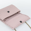 BOTTEGA VENETA INTRECCIATO Chain Shoulder Bag Leather Pink Gold Auth 194846V-10