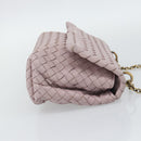 BOTTEGA VENETA INTRECCIATO Chain Shoulder Bag Leather Pink Gold Auth 194846V-4