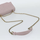 BOTTEGA VENETA INTRECCIATO Chain Shoulder Bag Leather Pink Gold Auth 194846V-7
