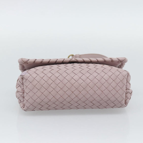 BOTTEGA VENETA INTRECCIATO Chain Shoulder Bag Leather Pink Gold Auth 194846V