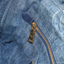 PRADA Canapa MM Hand Bag Denim Blue Gold Auth 194847-19