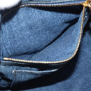 PRADA Canapa MM Hand Bag Denim Blue Gold Auth 194847-20