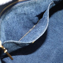 PRADA Canapa MM Hand Bag Denim Blue Gold Auth 194847-21