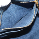 PRADA Canapa MM Hand Bag Denim Blue Gold Auth 194847-23
