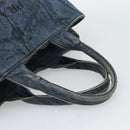 PRADA Canapa MM Hand Bag Denim Blue Gold Auth 194847-7
