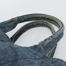 PRADA Canapa MM Hand Bag Denim Blue Gold Auth 194847-8