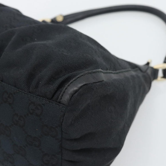 GUCCI GG Canvas Abbey Shoulder Bag Black Gold 190525 Auth 194851V