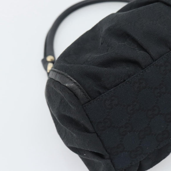 GUCCI GG Canvas Abbey Shoulder Bag Black Gold 190525 Auth 194851V