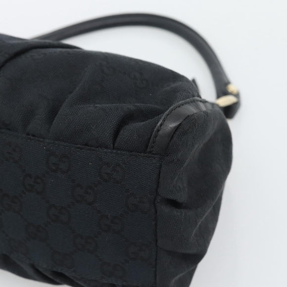 GUCCI GG Canvas Abbey Shoulder Bag Black Gold 190525 Auth 194851V