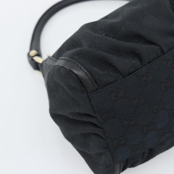 GUCCI GG Canvas Abbey Shoulder Bag Black Gold 190525 Auth 194851V