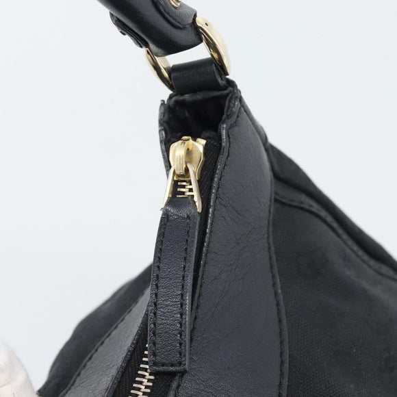 GUCCI GG Canvas Abbey Shoulder Bag Black Gold 190525 Auth 194851V