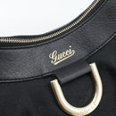 GUCCI GG Canvas Abbey Shoulder Bag Black Gold 190525 Auth 194851V-17