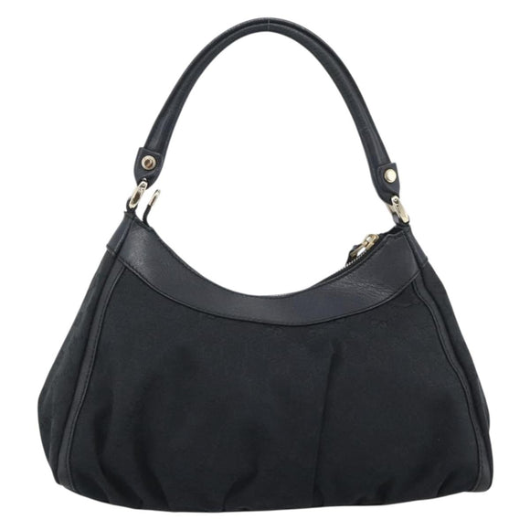 GUCCI GG Canvas Abbey Shoulder Bag Black Gold 190525 Auth 194851V
