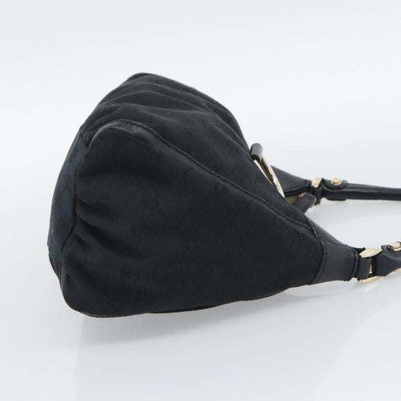 GUCCI GG Canvas Abbey Shoulder Bag Black Gold 190525 Auth 194851V