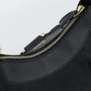GUCCI GG Canvas Abbey Shoulder Bag Black Gold 190525 Auth 194851V-6