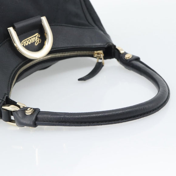 GUCCI GG Canvas Abbey Shoulder Bag Black Gold 190525 Auth 194851V