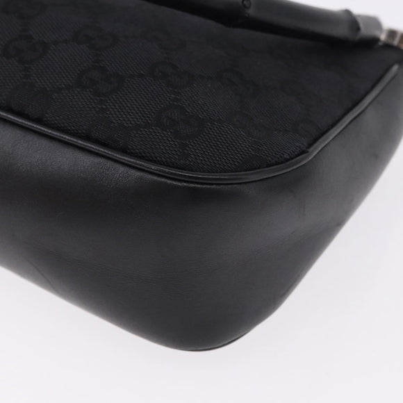 GUCCI Bamboo GG Canvas Hand Bag Black Silver 001 3865 Auth 194852V