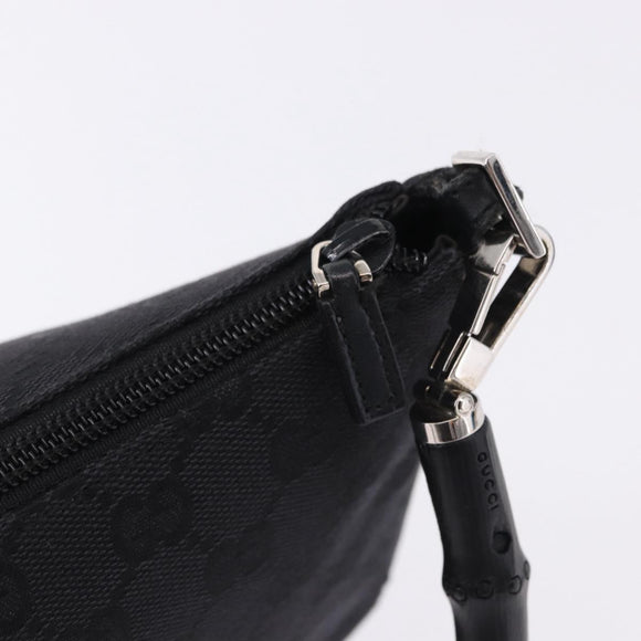 GUCCI Bamboo GG Canvas Hand Bag Black Silver 001 3865 Auth 194852V