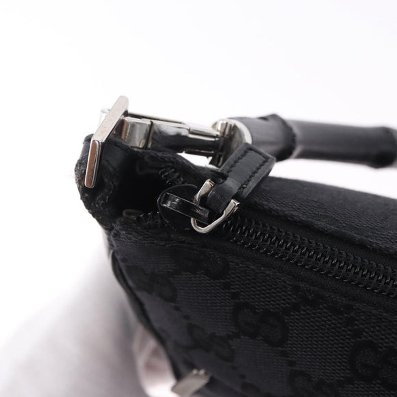 GUCCI Bamboo GG Canvas Hand Bag Black Silver 001 3865 Auth 194852V