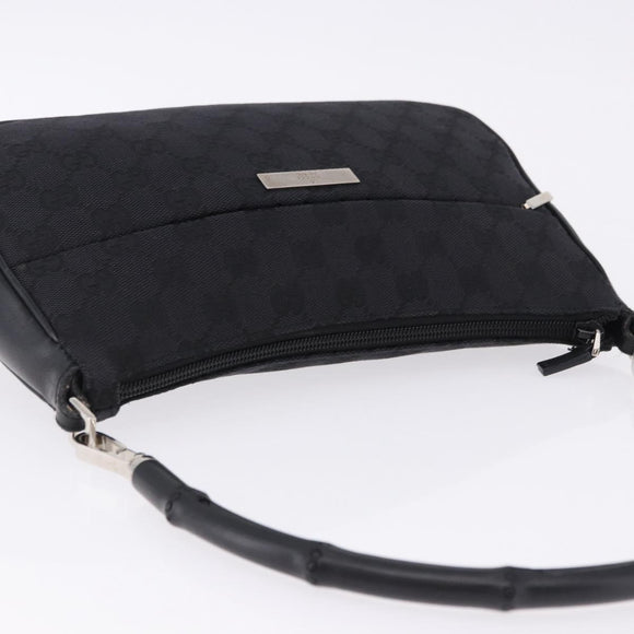 GUCCI Bamboo GG Canvas Hand Bag Black Silver 001 3865 Auth 194852V