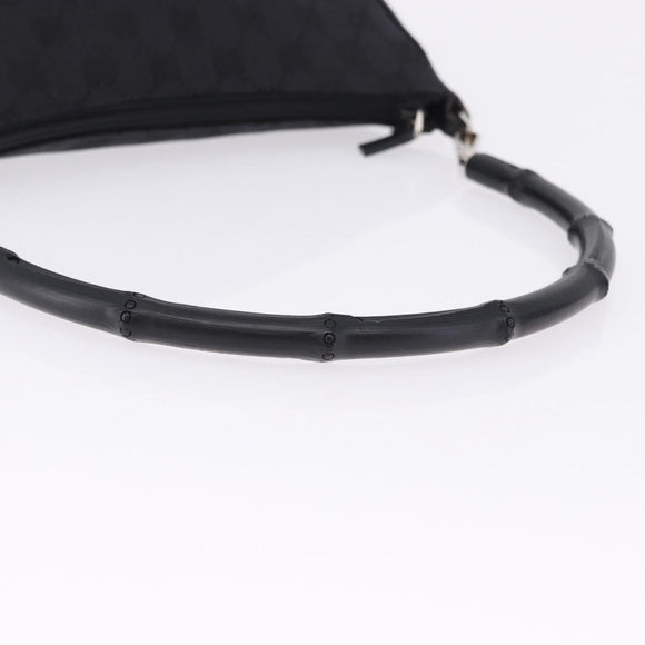 GUCCI Bamboo GG Canvas Hand Bag Black Silver 001 3865 Auth 194852V
