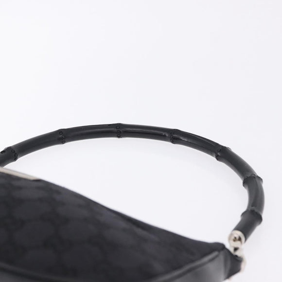 GUCCI Bamboo GG Canvas Hand Bag Black Silver 001 3865 Auth 194852V