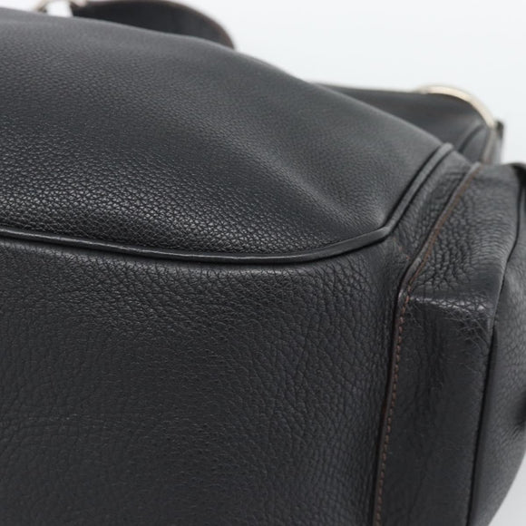 PRADA Shoulder Bag Vittero Dino Leather Black Silver Auth 194853SAV