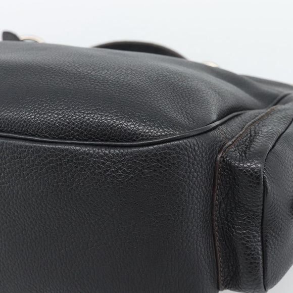 PRADA Shoulder Bag Vittero Dino Leather Black Silver Auth 194853SAV