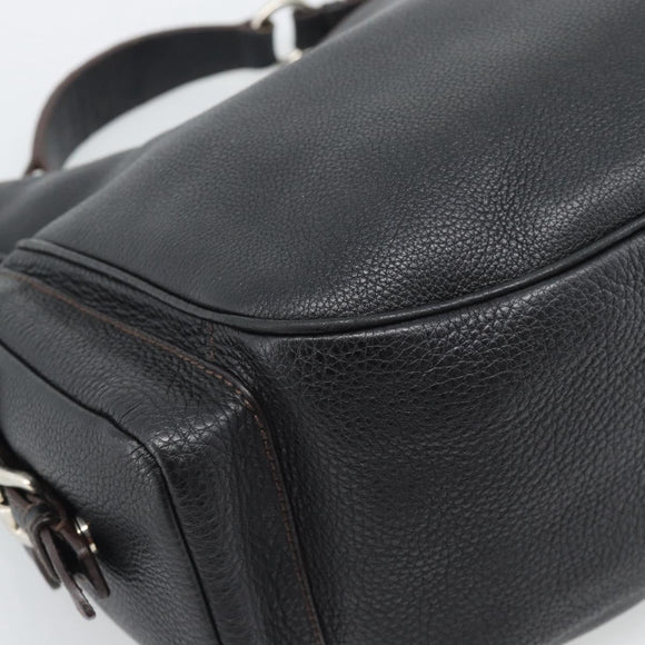 PRADA Shoulder Bag Vittero Dino Leather Black Silver Auth 194853SAV