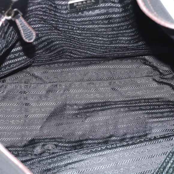 PRADA Shoulder Bag Vittero Dino Leather Black Silver Auth 194853SAV