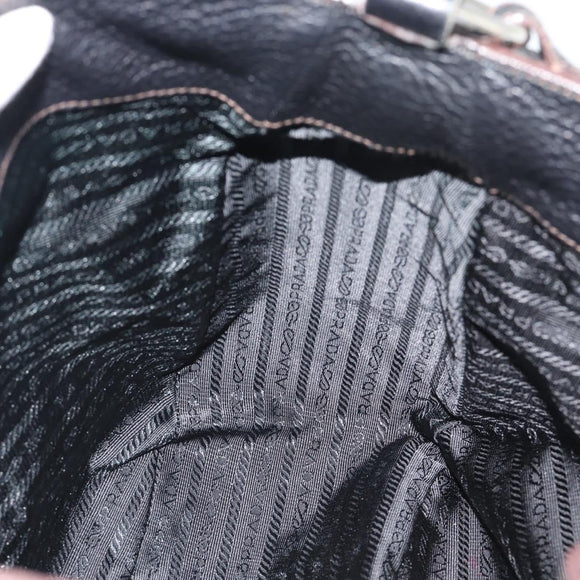PRADA Shoulder Bag Vittero Dino Leather Black Silver Auth 194853SAV