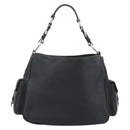 PRADA Shoulder Bag Vittero Dino Leather Black Silver Auth 194853SAV-3
