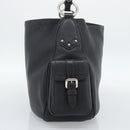 PRADA Shoulder Bag Vittero Dino Leather Black Silver Auth 194853SAV-5