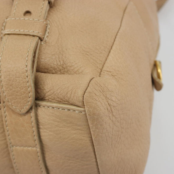 PRADA Tote Bag Vittero Dino Leather Beige Gold Auth 194855A