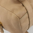 PRADA Tote Bag Vittero Dino Leather Beige Gold Auth 194855A-14
