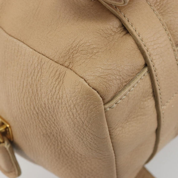 PRADA Tote Bag Vittero Dino Leather Beige Gold Auth 194855A