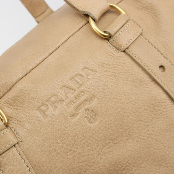 PRADA Tote Bag Vittero Dino Leather Beige Gold Auth 194855A