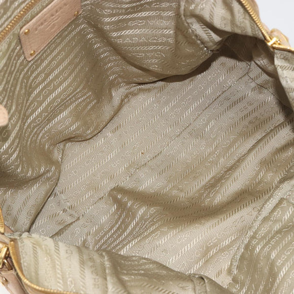 PRADA Tote Bag Vittero Dino Leather Beige Gold Auth 194855A