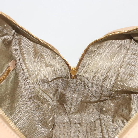 PRADA Tote Bag Vittero Dino Leather Beige Gold Auth 194855A