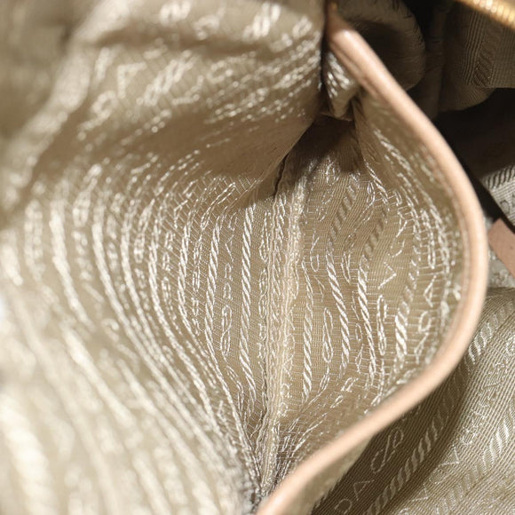 PRADA Tote Bag Vittero Dino Leather Beige Gold Auth 194855A