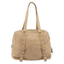 PRADA Tote Bag Vittero Dino Leather Beige Gold Auth 194855A-2