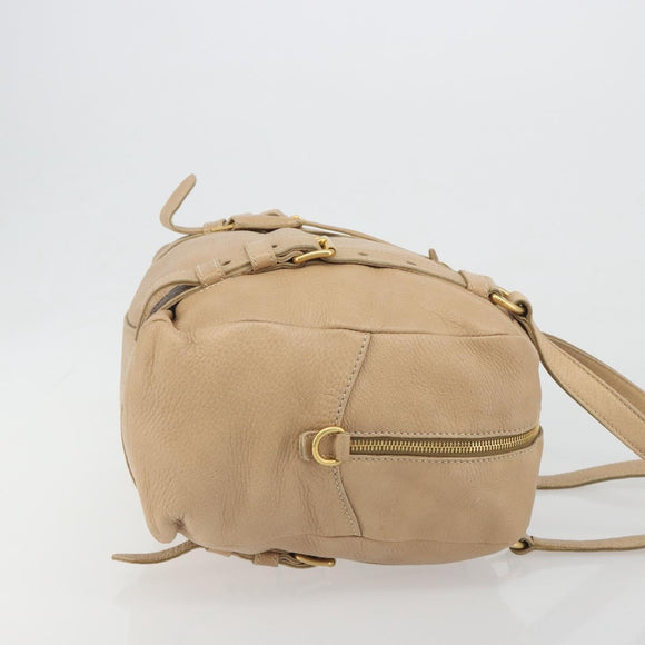 PRADA Tote Bag Vittero Dino Leather Beige Gold Auth 194855A