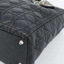 Christian Dior Lady Dior Canage Hand Bag Lamb Skin Black Silver Auth 194856V-10